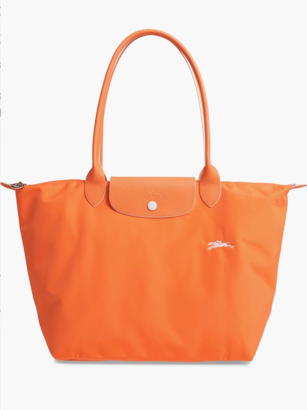 Longchamp Orange Nylon Tote with Orange Leather Trim NWOT